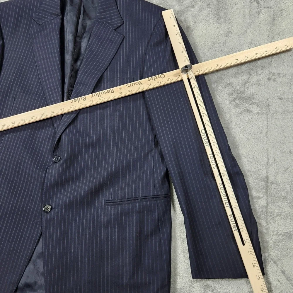 Canali Blazer‎ Mens 44 Made in Italy Blue Pinstripe Wool 2-Button Suit Jacket
